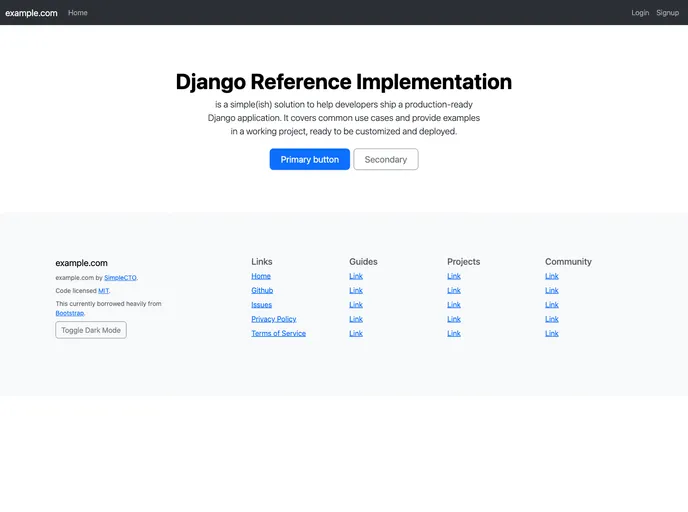 screenshot of Django Reference Implementation