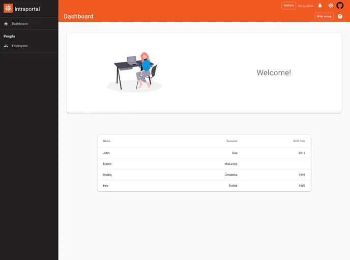 screenshot of Kontent Sample App Gatsby Intranet