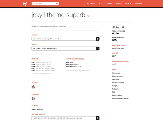 screenshot of Jekyll Theme Superb