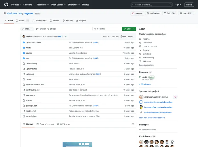screenshot of Grunt Pageres