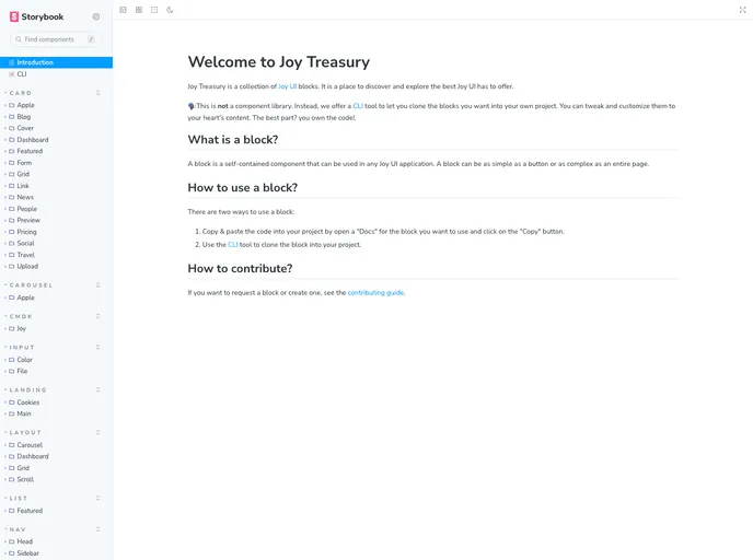 screenshot of Joy Treasury