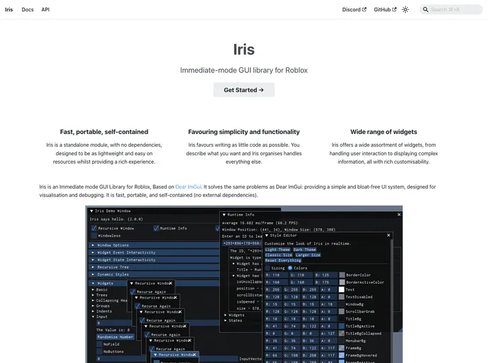 screenshot of Iris