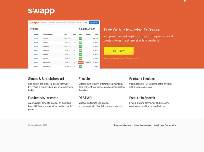 screenshot of Siwapp Ror