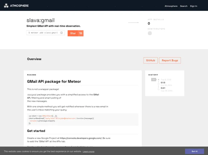 screenshot of Meteor Gmail
