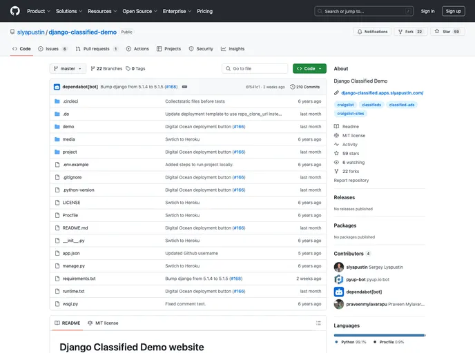 screenshot of Django Classified