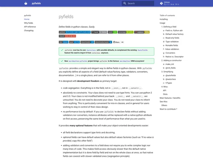 screenshot of Python Pyfields