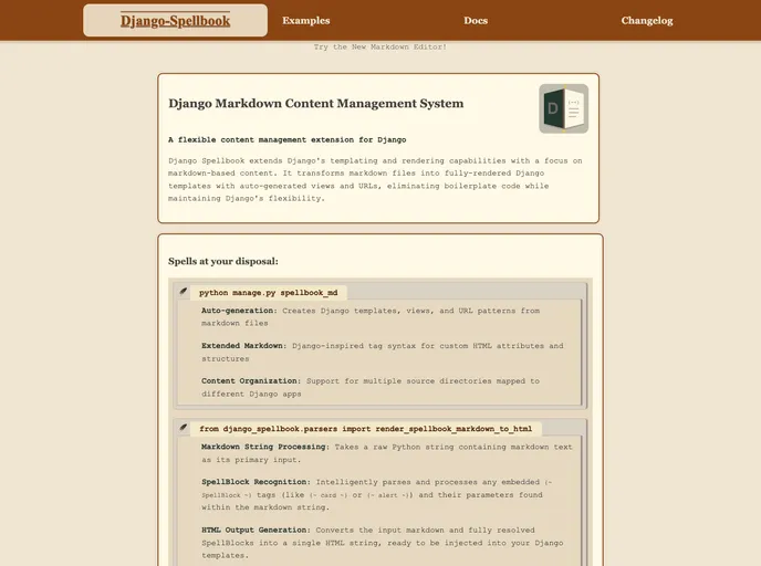 screenshot of Django_spellbook