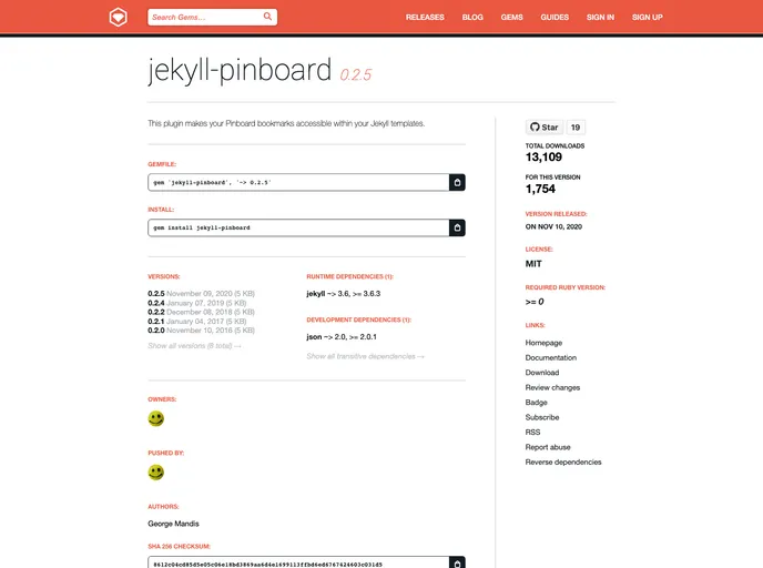 screenshot of Jekyll Pinboard Plugin