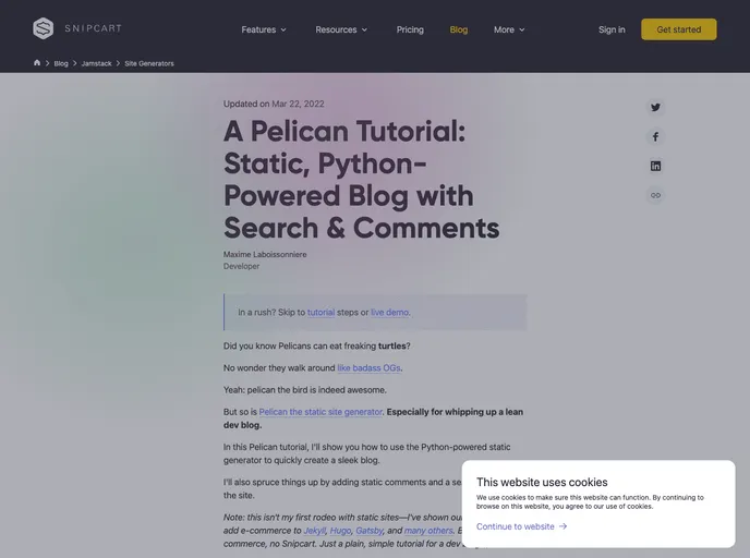 screenshot of Pelican Blog