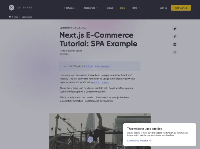 screenshot of Snipcart Nextjs