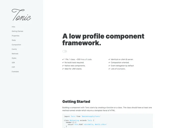 screenshot of Components