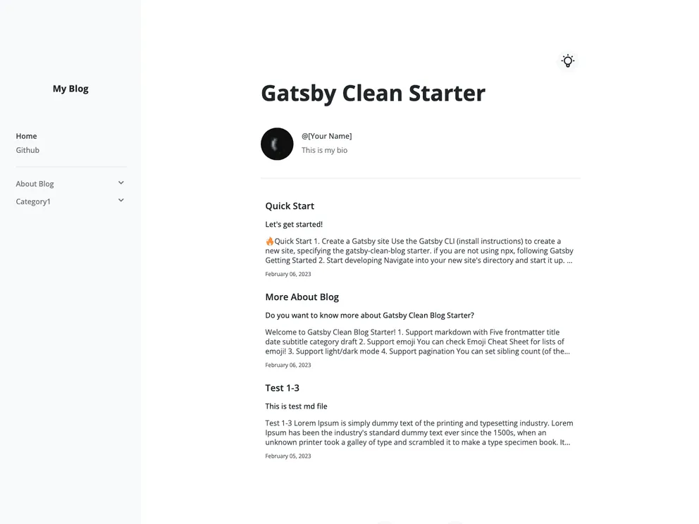 screenshot of Gatsby Clean Blog Starter