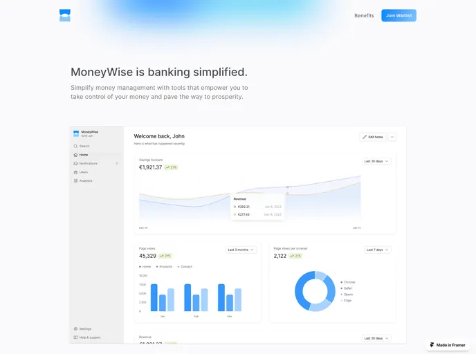 screenshot of MoneyWise