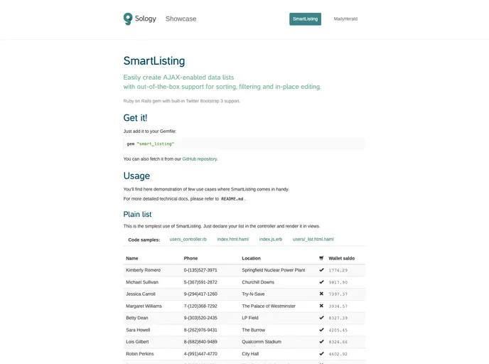 screenshot of Smart_listing