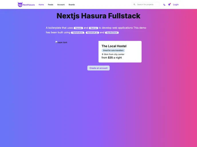 screenshot of Nextjs Hasura Fullstack