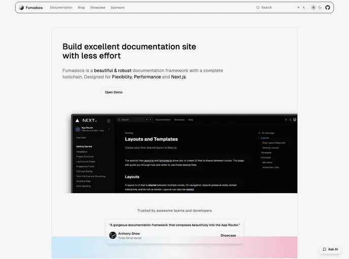 screenshot of Next Docs Template