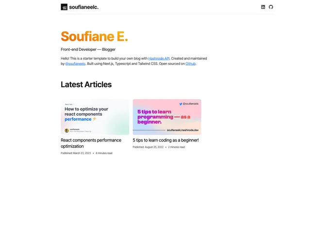 screenshot of Nextjs Hashnode Blog
