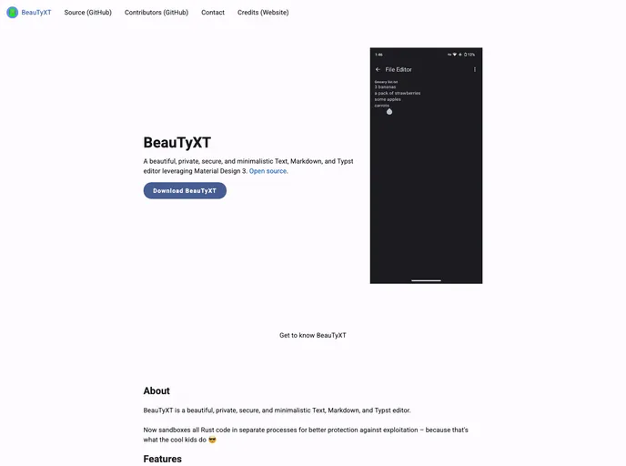 screenshot of BeauTyXT