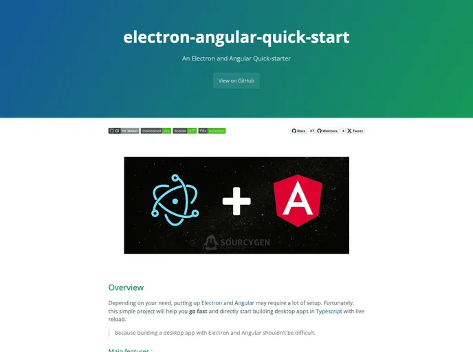 screenshot of Electron Angular Quick Start