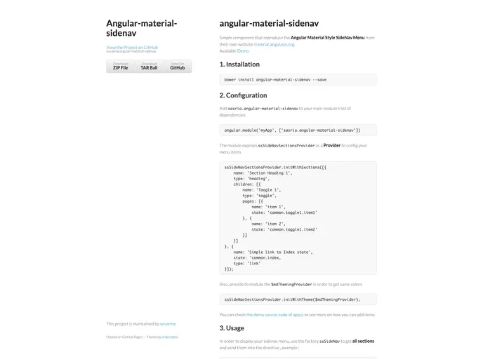 screenshot of Angular Material Sidenav