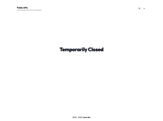 screenshot of Pub Apis