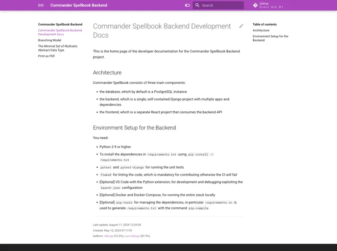 screenshot of Commander Spellbook Backend