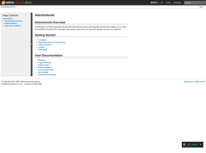 screenshot of Astroimtools