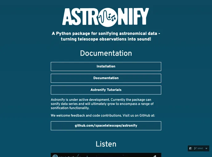 screenshot of Astronify