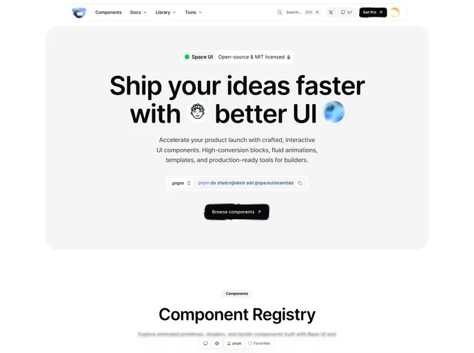 Space UI screenshot