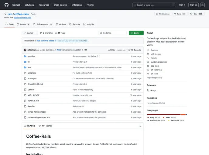 screenshot of Coffee Rails