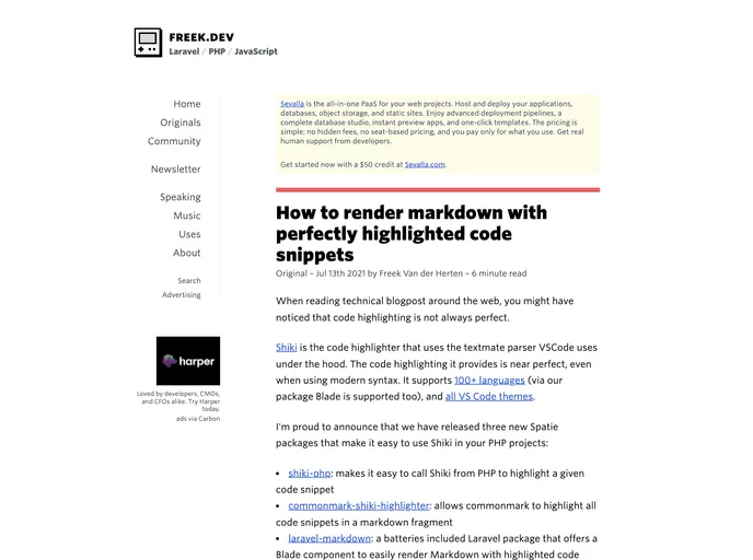 screenshot of Laravel Markdown