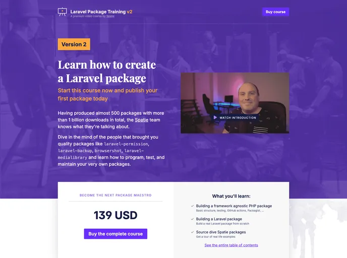 screenshot of Package Skeleton Laravel