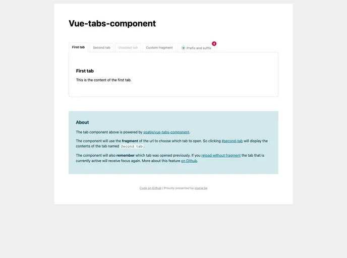 screenshot of Vue Tabs Component