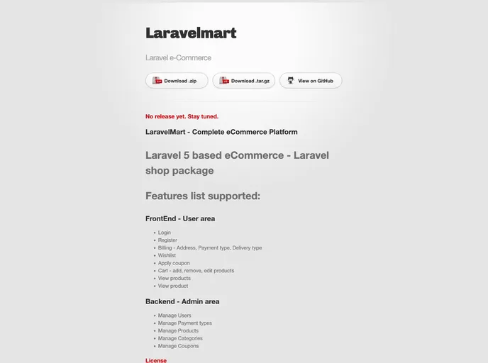 screenshot of LaravelMart
