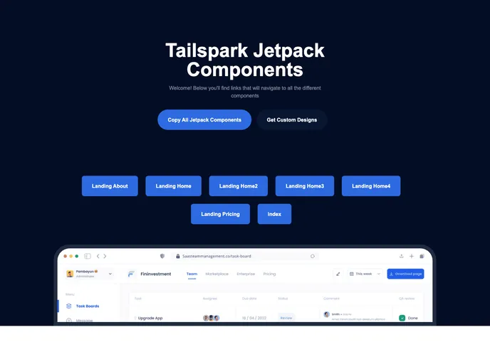 screenshot of TailwindCSS Template Jetpack