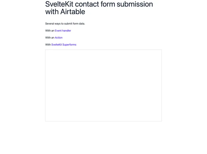 screenshot of Sveltekit And Airtable Contact Form Example