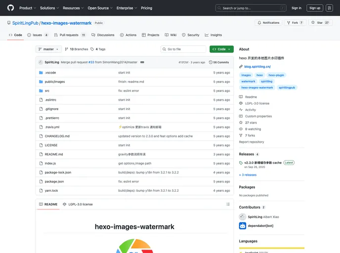 screenshot of Hexo Images Watermark