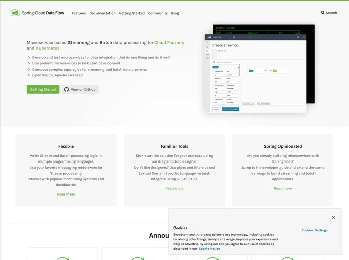 screenshot of Spring Cloud Dataflow UI