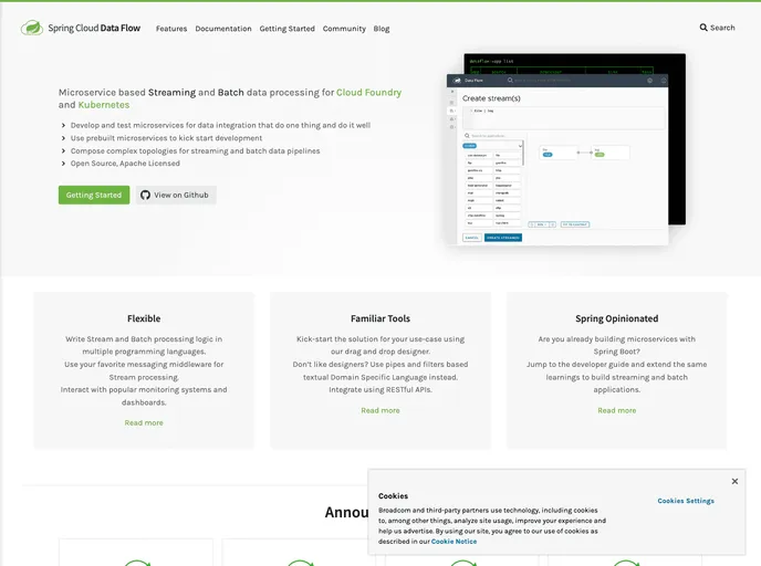 screenshot of Spring Cloud Dataflow UI