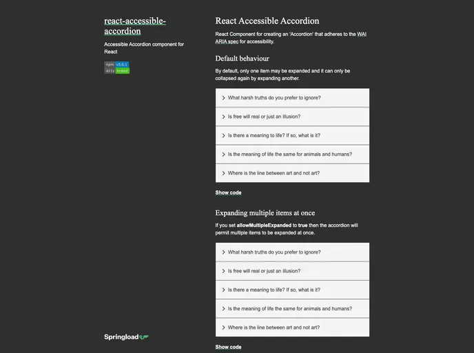 React Accessible Accordion
