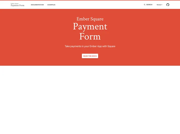 screenshot of Ember Square Payment Form