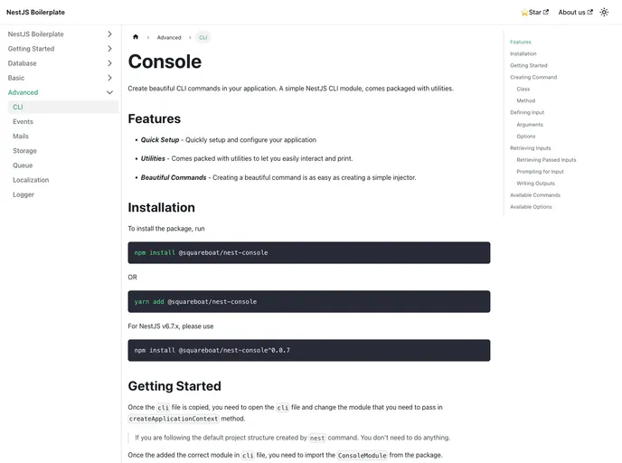 screenshot of Nest Console