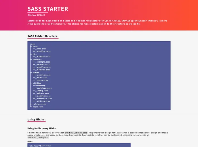 screenshot of Sass Starter