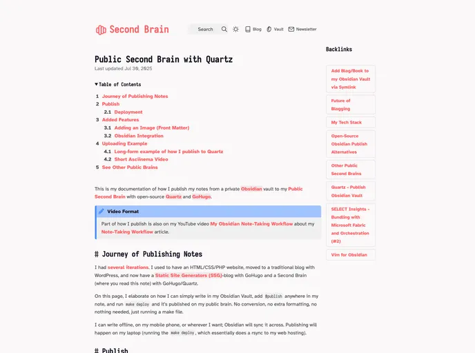 screenshot of Second Brain Public