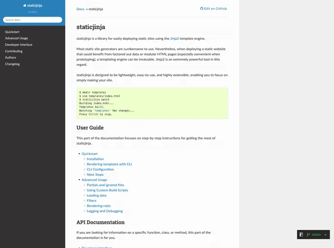 screenshot of Staticjinja