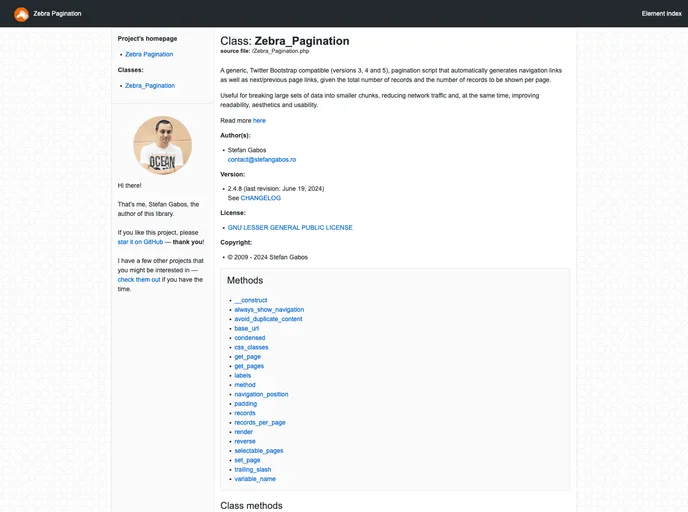 screenshot of Zebra_Pagination