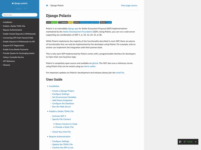 screenshot of Django Polaris