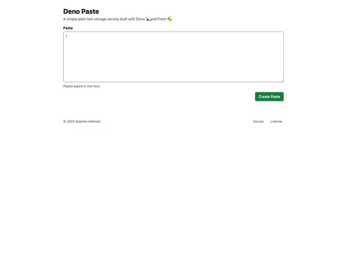 screenshot of Denopaste