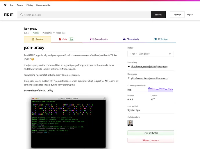 screenshot of Json Proxy