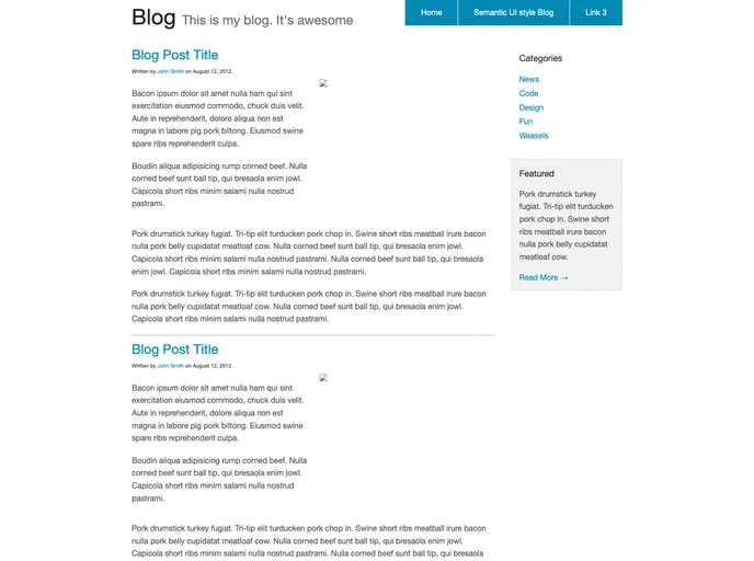 screenshot of Semantic Blog Template